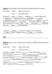 English Worksheet: Small talk Information Gap