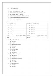 English Worksheet: Likes and Dislikes