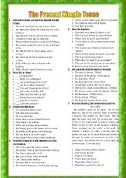 English Worksheet: The Present Simple Tense