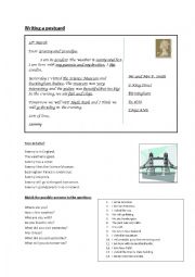 English Worksheet: Writing a postcard - BEGINNERS