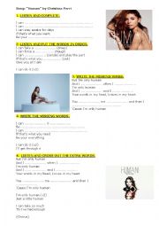 English Worksheet: Human - Christina Perri