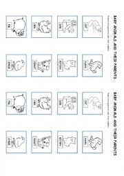English Worksheet: Animal babies and their parents