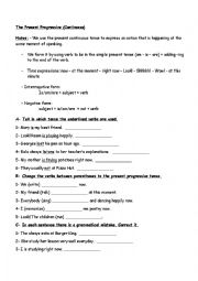 English Worksheet: The Present Progressive