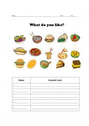 English Worksheet: What food do you like?