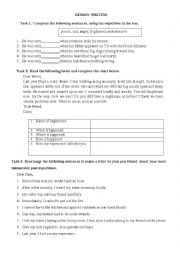 English Worksheet: WRITING : MEMORABLE EXPERIENCE