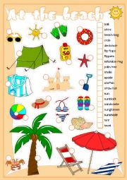 English Worksheet: At the beach - matching