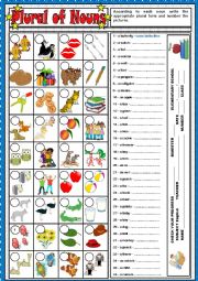 English Worksheet: PLURAL OF NOUNS - ACTIVITY