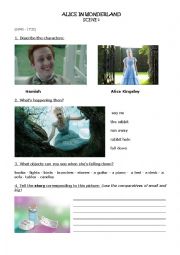 English Worksheet: Alice in Wonderland - Film extract 1