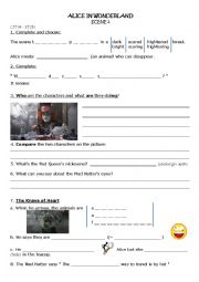 English Worksheet: Alice in Wonderland - Film extract 2