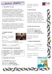 English Worksheet: Song - La la la - Shakira