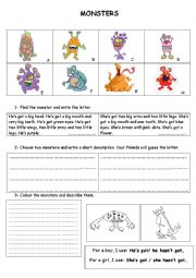 English Worksheet: Monsters