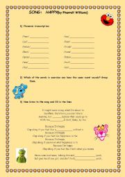 English Worksheet: LISTENING: HAPPY (by Pharrell Williams)