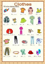 English Worksheet: CLOTHES PICTIONARY AND SPELLING EXERCISE