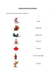 English Worksheet: Canadian Symbols Matching Exercise
