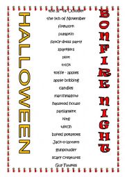 English Worksheet: Halloween vs. Bonfrire Night