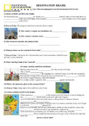 English Worksheet: Video National Geographic - Destination Brazil