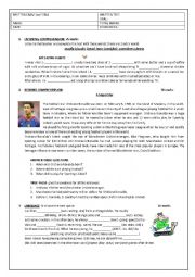 English Worksheet: TEST EXAM SPORTS FOOD ROUTINES