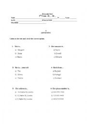 English Worksheet: Test 5th Grade