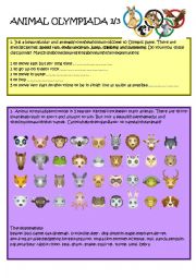 English Worksheet: Animal Olympiada1/3