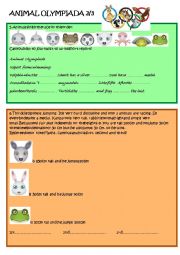 English Worksheet: Animal Olympiada2/3