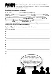 English Worksheet: Introducing a classmate