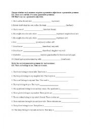 English Worksheet: Possessive pronouns x adjectives