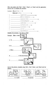 English Worksheet: THIS, THAT, THESE, AND THOSE