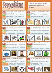 English Worksheet: prepositions(+ keys )