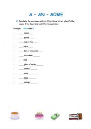 English Worksheet: A / AN / SOME