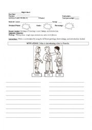 English Worksheet: Writing practice for greetings, leave takings, and introductions.