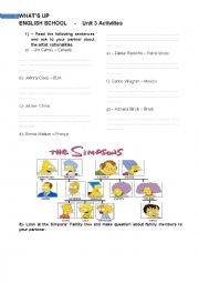 English Worksheet: Family member and Nationalities