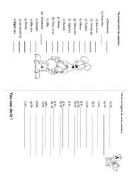 English Worksheet: numbers