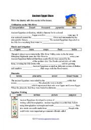 English Worksheet: Ancient Egypt Cloze test