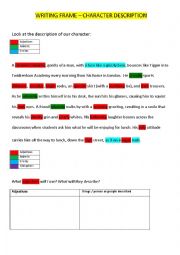 English Worksheet: Frame for descriptive writing