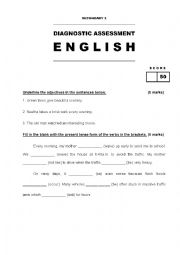 English Worksheet: Grade 8 Diagnostics