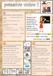 English Worksheet: passive voice 1 ( + keys )