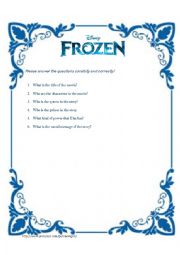 English Worksheet: Frozen worksheet