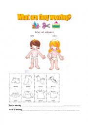 English Worksheet: What are they wearing?