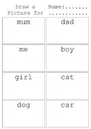 English Worksheet: Draw or Match a Picture to a CVC Word