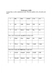 English Worksheet: Dictionary skill