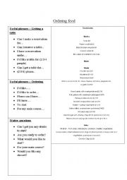 English Worksheet: Ordering food in a restaurant 