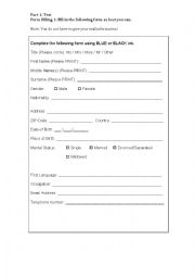 English Worksheet: Test-Teach-Test Form Filling Lesson