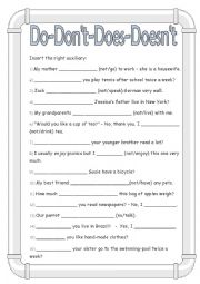 English Worksheet: DO DONT / DOES DOESNT