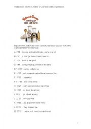 English Worksheet: Wallace and Gromit Matter of Loaf and death idioms and expressions