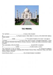 English Worksheet: Taj Mahal