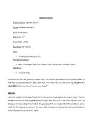 English Worksheet: Lesson Plan 2 - kindergarten