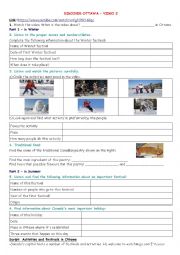 English Worksheet: Discover Canada - Festivals in Ottawa (video 2)