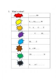 English Worksheet: Make up color word