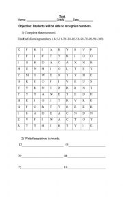 English Worksheet: number