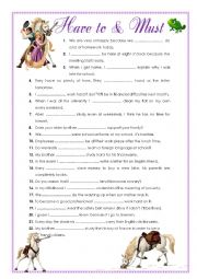 English Worksheet: must and have to